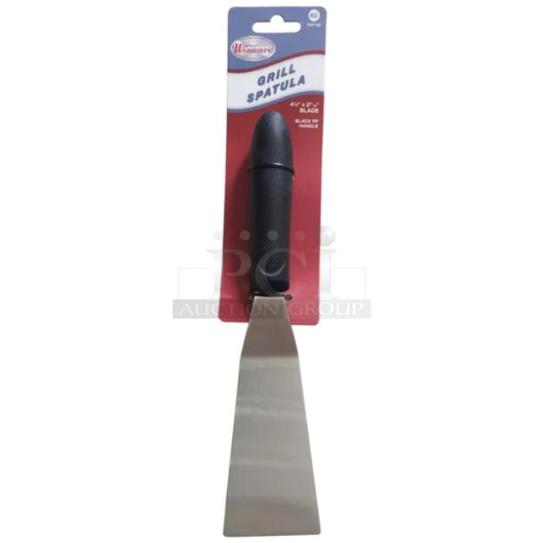 Brand new Winco Winware TKP-50 grill spatula. Stainless steel blade, black grip handle, commercial quality.