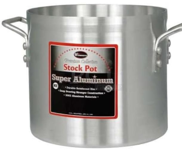 Brand new Winco AXS-8 stock pot, 8 Qt., reinforced aluminum, with handles, durable and professional quality.