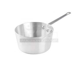 Brand new Winco Winware Series 1-1/2 Qt. Aluminum Sauce Pot, Model ASP-1, with riveted handle, commercial-grade quality.