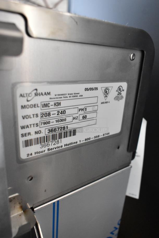 BRAND NEW Alto Shaam VMC-H3H stainless steel multi-cook oven, 208-240V, 1 phase, with visible model and serial number label.