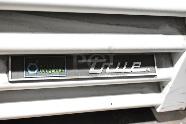 True TSCI-600R-G-PH cooler label showing "natural refrigerant" next to the brand logo on metal surface.