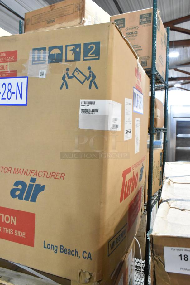 Brand new Turbo Air MUF-28-N stainless steel single door undercounter freezer in sealed box, 115V, 1 Phase.