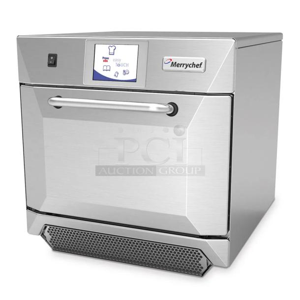 Brand new 2021 Merrychef eikon e4 stainless steel high-speed convection oven. 208/240V, 1 phase, commercial countertop design.