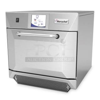 Brand new 2021 Merrychef eikon e4 stainless steel high-speed convection oven. 208/240V, 1 phase, commercial countertop design.