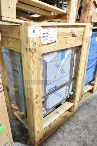 BRAND NEW IN CRATE! 2022 BKI 52473-1 Stainless Steel Commercial Meat Freezer on Commercial Casters. 115 Volts, 1 Phase. - Item #1204847