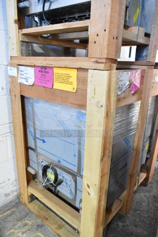BRAND NEW IN CRATE! 2021 BKI 52473-1 Stainless Steel Commercial Meat Freezer on Commercial Casters. 115 Volts, 1 Phase. - Item #1204854