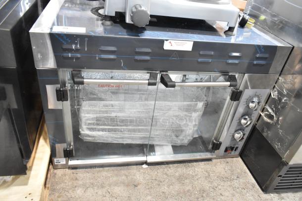 Brand new Cooking Performance Group CROE415D electric rotisserie oven, 5-basket, 15-chicken capacity, 240V, 1 Phase.