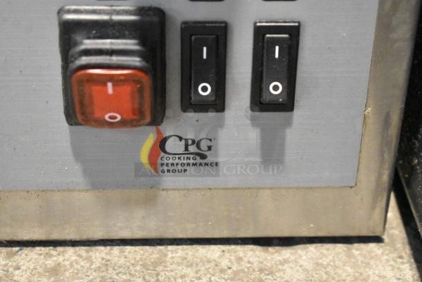 BRAND NEW SCRATCH AND DENT Cooking Performance Group CROE415D electric rotisserie oven control switches and CPG logo.