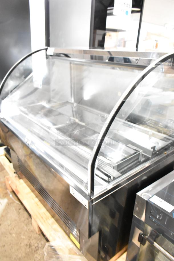 Brand new Avantco 193HAC51B black horizontal air curtain merchandiser, 47 3/16", with 1 shelf, LED lighting. 115V, 1 phase.