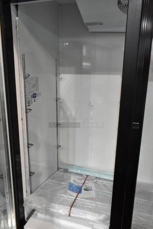 BRAND NEW Avantco 178GDC49HCB 53" merchandiser refrigerator with LED lighting, customizable swing glass door, scratch and dent.