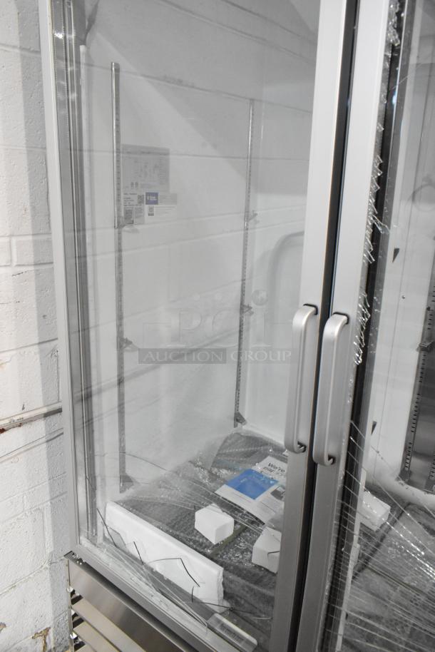 Brand new Avantco 178A49RGHC 54" glass door refrigerator. Visible glass damage, 115V, 1 Phase. Scratch and dent sale.