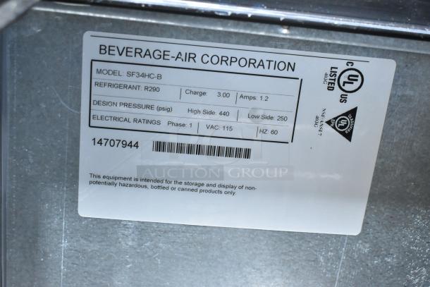 BRAND NEW Scratch and Dent Beverage Air SF34HC-B Black Shallow Well Bottle Cooler, Sliding Lid, 115V, 1 Phase, UL Listed.