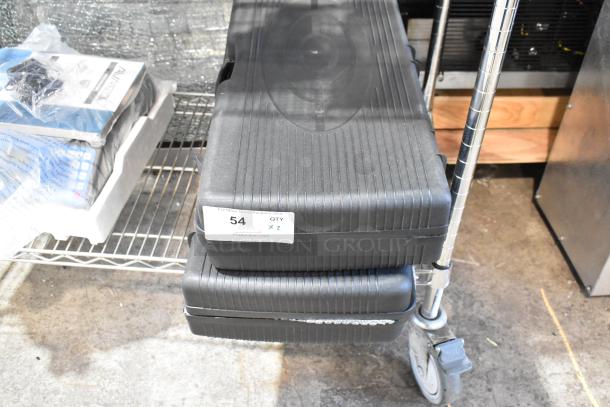 2 AvaTek 334PCS40 portable butane stoves in black cases. Condition: New, 16,000 BTU, brass burners. Quantity label: 2 units.