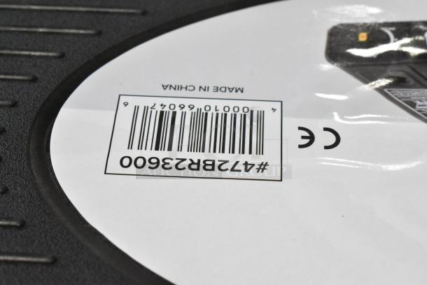 Barcode and label detail of AvaTek Choice 472BR23600 2-burner butane range, model 334PCS40, showing "Made in China".