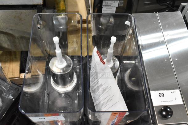 Carnival King JETCOF 240M double 5-gallon bowl beverage dispenser, new, with minor scratches. Model 382RBD5G2, 120 Volts.