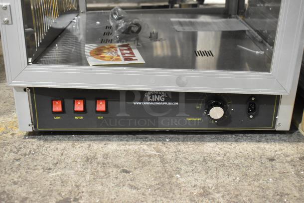 Carnival King 18" warmer, model 382HPW18D2S, doors do not latch. New with light, motor, and heat controls. 120V, 1 phase.