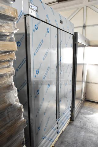 BRAND NEW SCRATCH AND DENT! 2025 Avantco 447AP49R Stainless Steel Commercial 2 Door Reach In Cooler. 115 Volts, 1 Phase. - Item #1204966