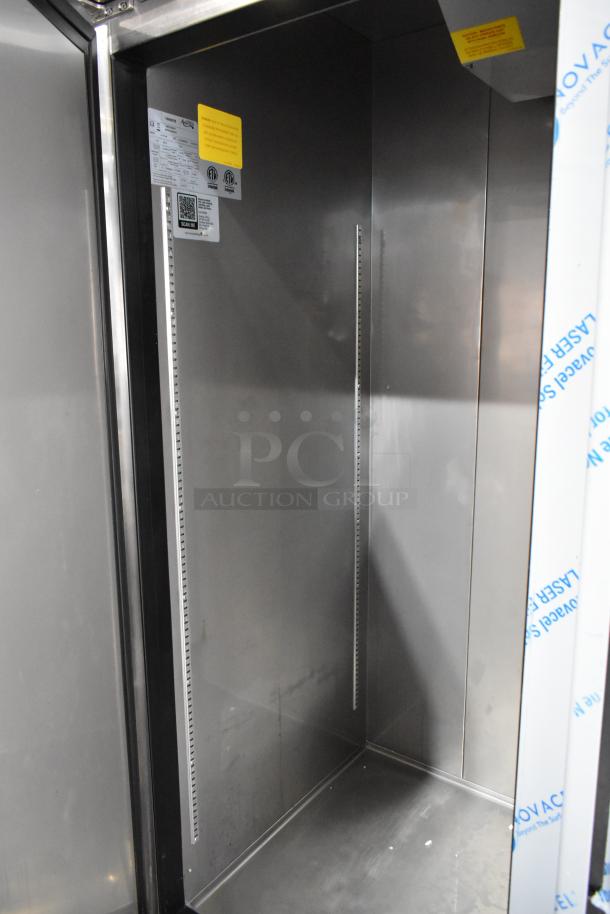 Brand new Avantco 447AP49R stainless steel commercial 2-door cooler. Scratch and dent. 115V, 1-phase.