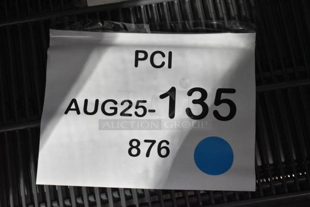 Label for Avantco 447AP49R cooler; reads "PCI AUG25-135 876" with a blue dot, indicating scratch and dent condition.