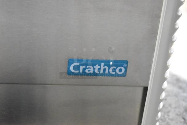 Crathco D25-4 Classic Bubbler Series beverage dispenser label on high impact plastic base, close-up view.