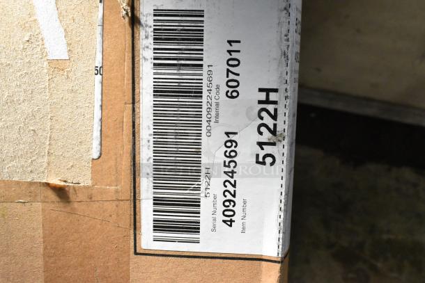 Barcode and label on packaging for Crathco D25-4 Classic Bubbler Series, new condition, serial 4092245691.