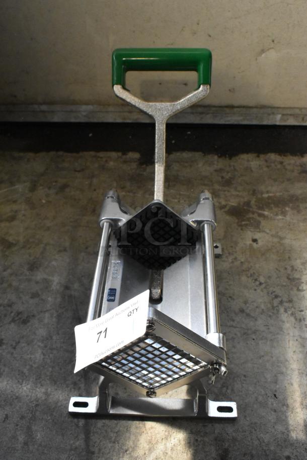 Brand new Garde 181FC38 3/8" heavy-duty French fry cutter, scratch and dent condition, with green handle and blade grid.