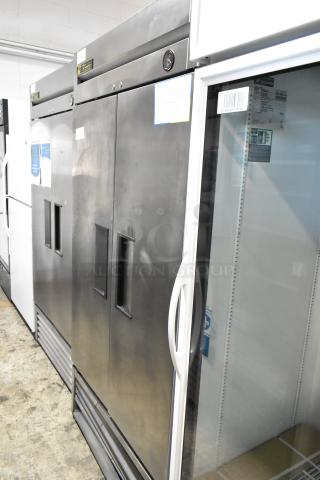 True T-35 Stainless Steel Commercial 2 Door Reach In Cooler w/ Poly Coated Racks. 115 Volts, 1 Phase. - Item #1204981