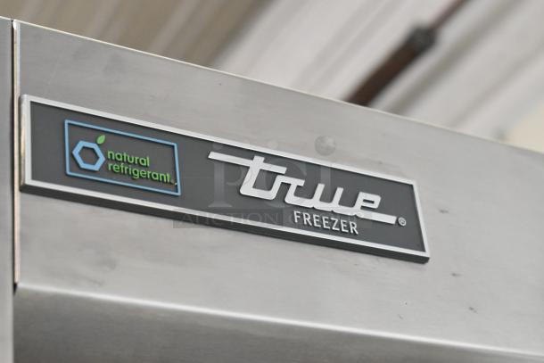 2022 True T-19F-HC Stainless Steel Commercial Freezer, single door, poly-coated racks, natural refrigerant label.