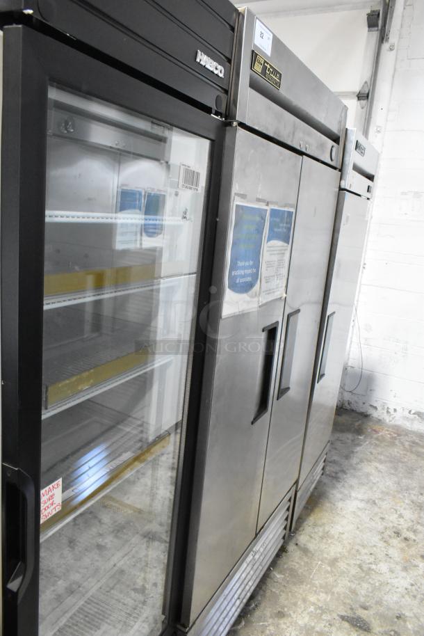 True T-35 stainless steel 2-door commercial cooler, poly coated racks, commercial casters, 115V, 1 phase.