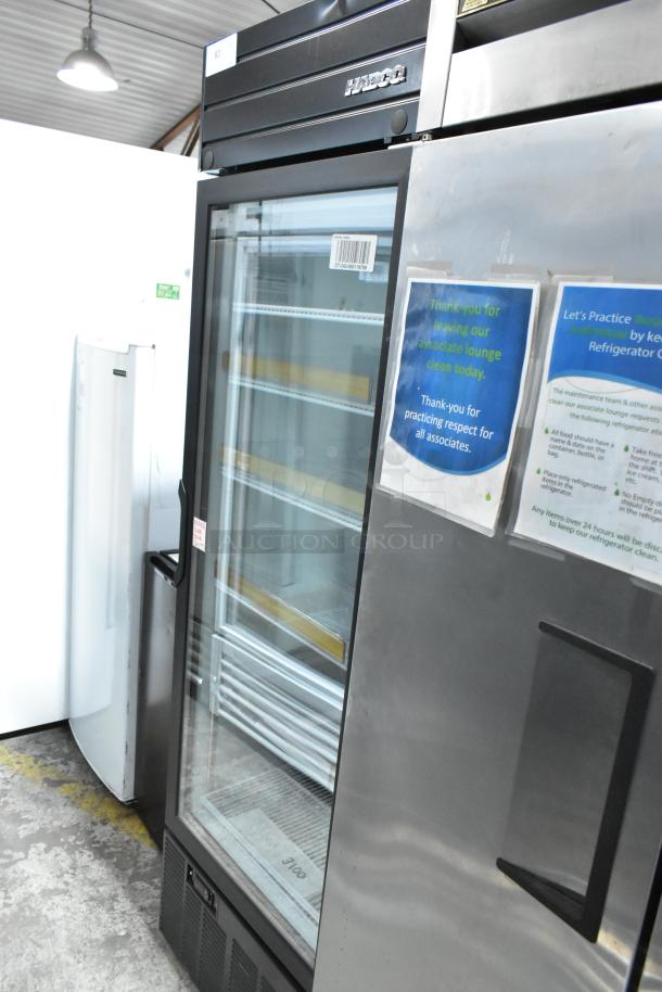 2019 Habco SE18 single door cooler, with glass front and poly-coated racks. 115V, 1 phase, used condition, ideal for merchandising.