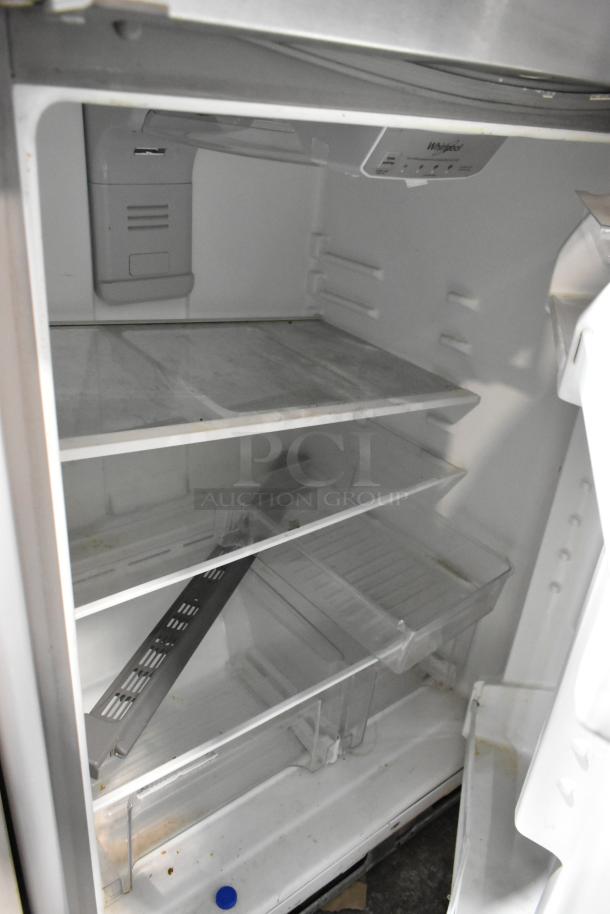 2022 Whirlpool WRT311FZDM02 stainless steel cooler with freezer, 115 volts, 1 phase, clean interior, adjustable shelves.
