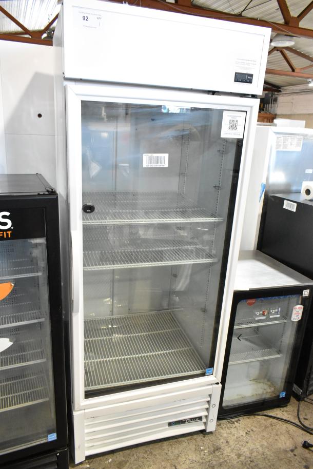 2021 True TSCI-600R-G-PH single door reach-in cooler, broken glass, poly coated racks, 115V, for commercial use.