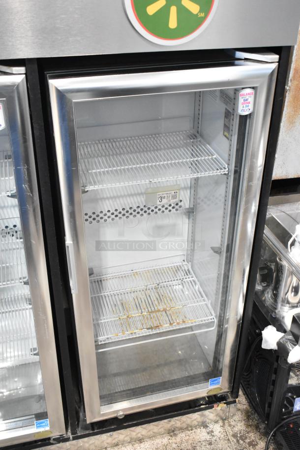 2018 IDW G4-H0234B Metal 2-Door Reach-In Cooler Merchandiser, poly-coated racks, 115V, 1 phase, commercial use.