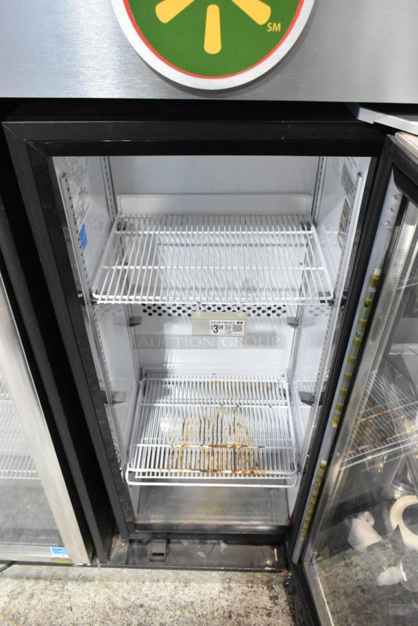 2018 IDW G4-H0234B metal commercial 2-door cooler with poly coated racks. Light use, 115 volts, 1 phase. Price tag visible.