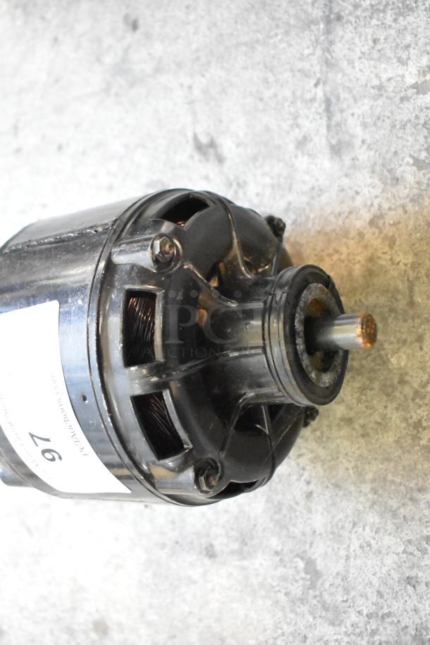 Emerson S60ENR-5175 Motor, 115V, 1 phase, used condition, metal casing, visible wiring, auction label attached.