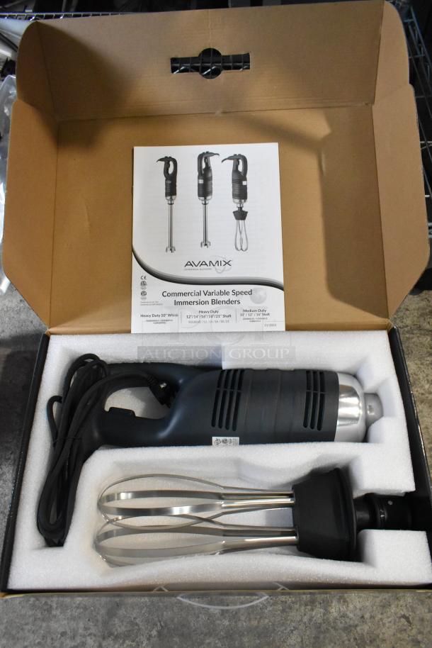 BRAND NEW AvaMix 928IBHDW10 Heavy-Duty Variable Speed Immersion Blender with 10" Whisk, 1 1/4 hp, 115 Volts, in box.