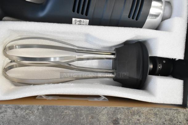 Brand new AvaMix 928IBHDW10 immersion blender, 10" whisk, heavy-duty, tested, 1 1/4 hp, 115V, scratch and dent condition.