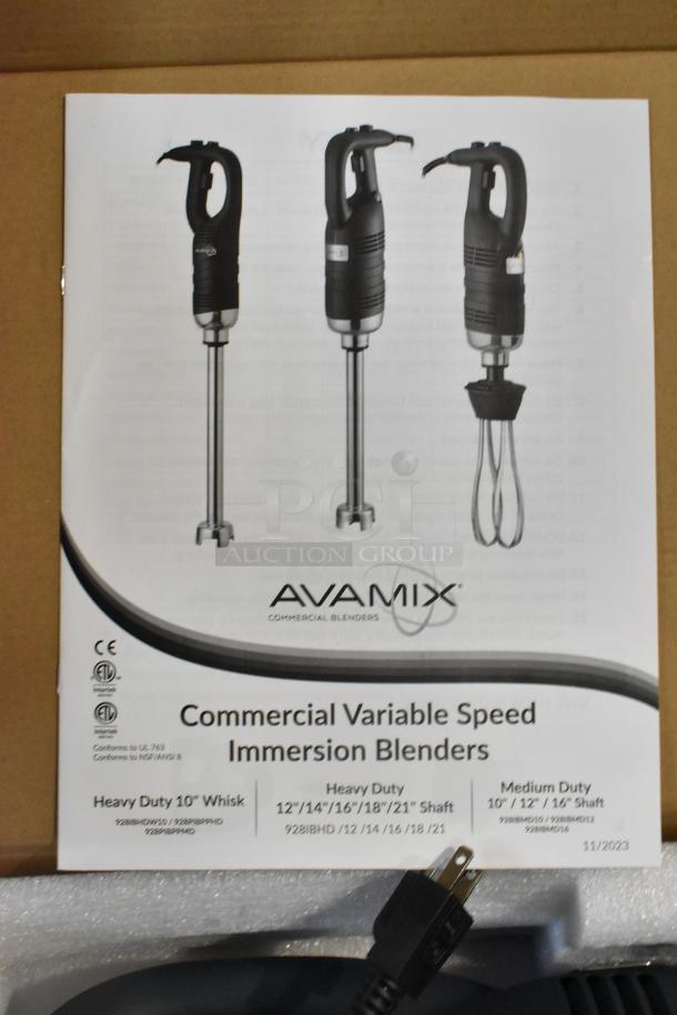 BRAND NEW AvaMix 21" Heavy-Duty Variable Speed Immersion Blender, 1 1/4 hp, 115V, tested working, scratch and dent condition.