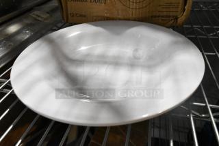 Box of Acopa 304FND5809W Foundations 13 oz. white melamine salad bowls, wide rim, new condition, slight dents.