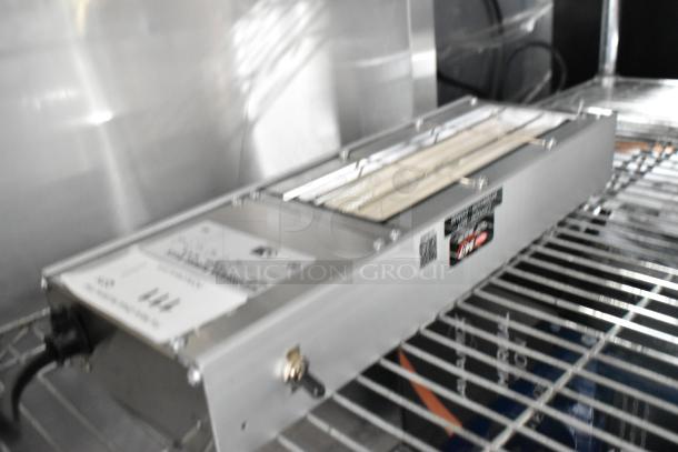 Hatco UGFF metal warming strip, 120 volts, 1 phase, shown with power cable and identification labels.