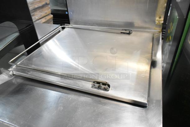Avalon ADF24G-BA stainless steel donut fryer, natural gas-powered, 80,000 BTU, commercial floor style, with hinged cover.