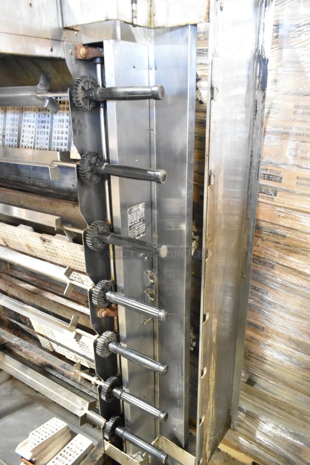 Old Hickory N/7G-RH metal natural gas 7-spit rotisserie oven, commercial floor style, durable metal, used condition.