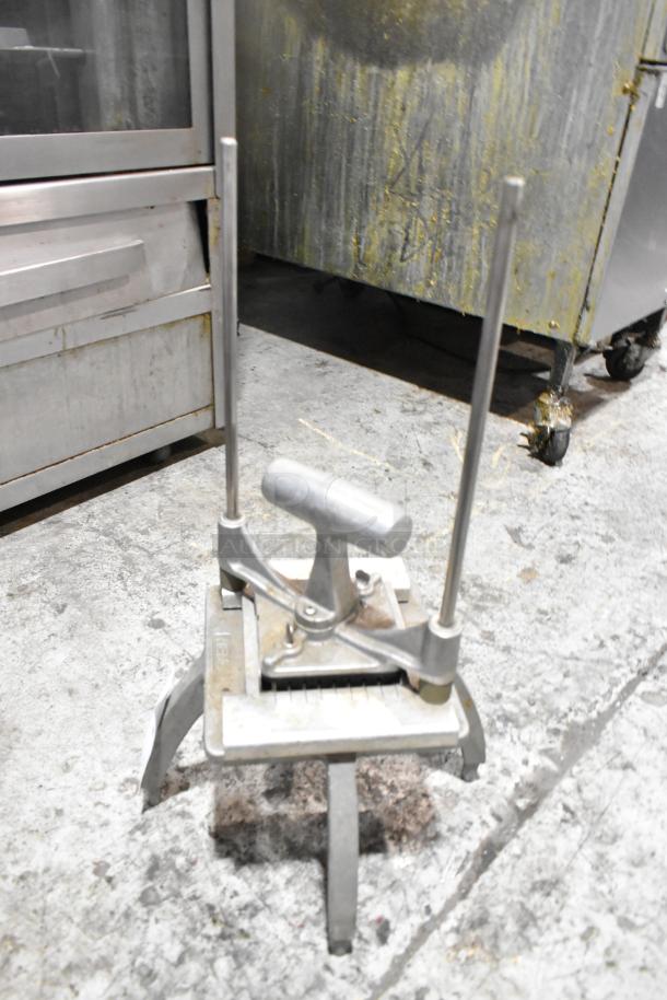 Nemco 56500-6 Metal Countertop Easy Chopper, 3/8" slice, stainless steel, used condition, industrial setting.