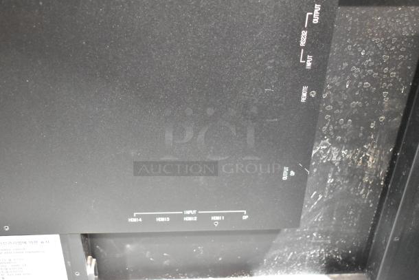 2017 Dongwoo XH100080-14001A Monitor back panel, showing HDMI and DP input/output ports. 220V, 1 Phase. Buyer pickup only.