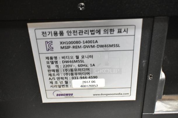2017 Dongwoo XH100080-14001A Monitor label, model DW46M5SL, 220V, 1 Phase, serial 460176053, buyer pick-up required.