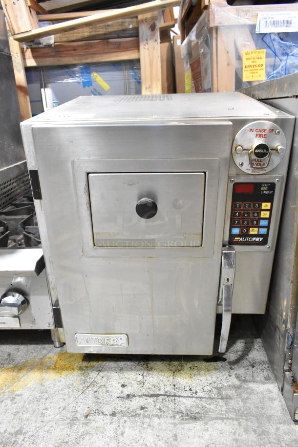 Autofry MTI-5 countertop electric ventless fryer, stainless steel, 240 volts, 1 phase, with control panel and safety lever.