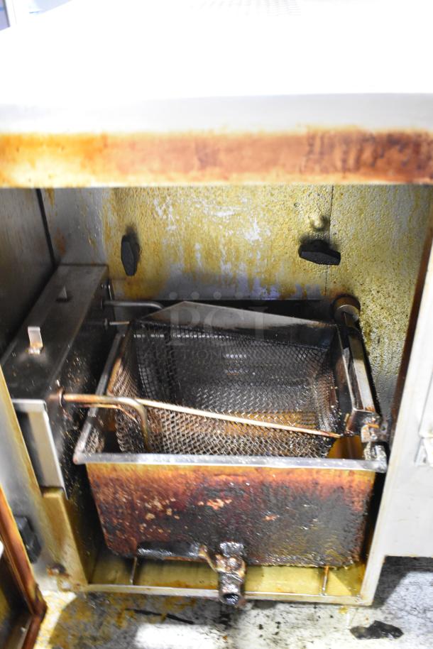 Autofry MTI-5 stainless steel ventless fryer, electric, 240V, 1 phase, shows signs of oil residue and wear inside.