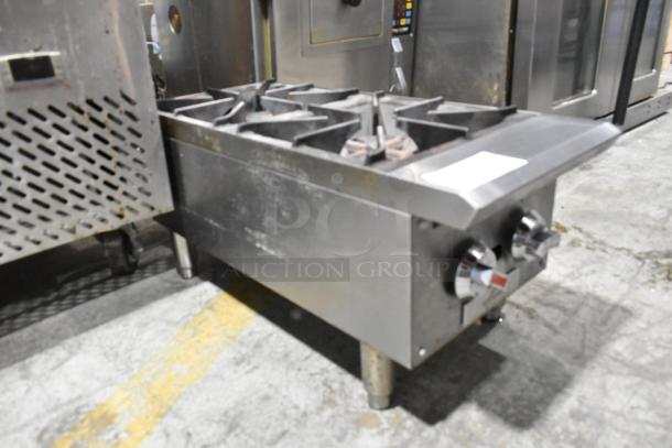 2022 Rocket Cooking 2 Burner Range, stainless steel, natural gas powered, commercial countertop model, excellent condition.