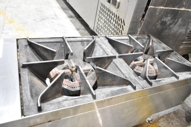 2022 Rocket Cooking 2-burner stainless steel countertop range, natural gas, commercial, used.