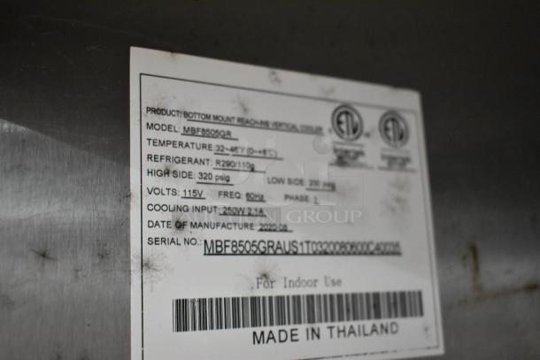 Label of 2020 Padela PDB-1F-HC freezer showing specifications: 115 volts, 1 phase, refrigerant R290. Made in Thailand.